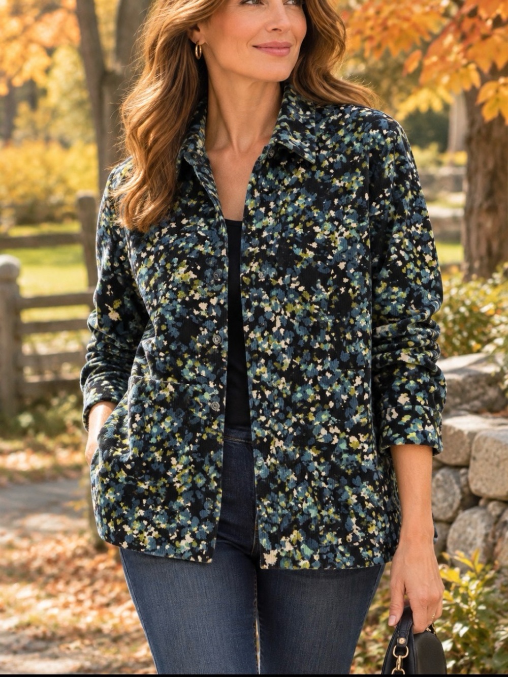 J.Jill Corduroy Blouse/Jacket | blue-green | xs